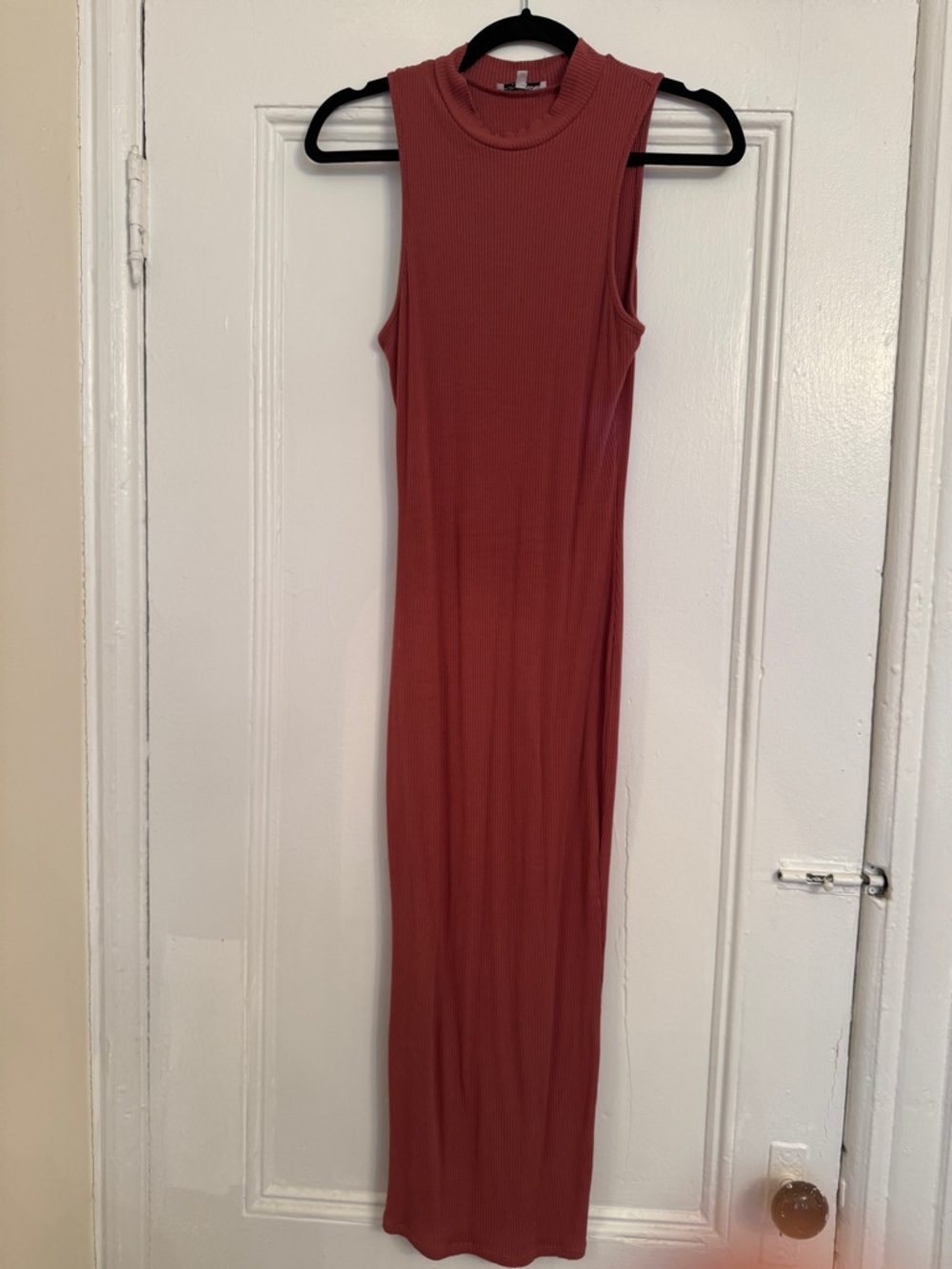 Fashion Nova Sleeveless Ribbed Maxi Dress - Rust